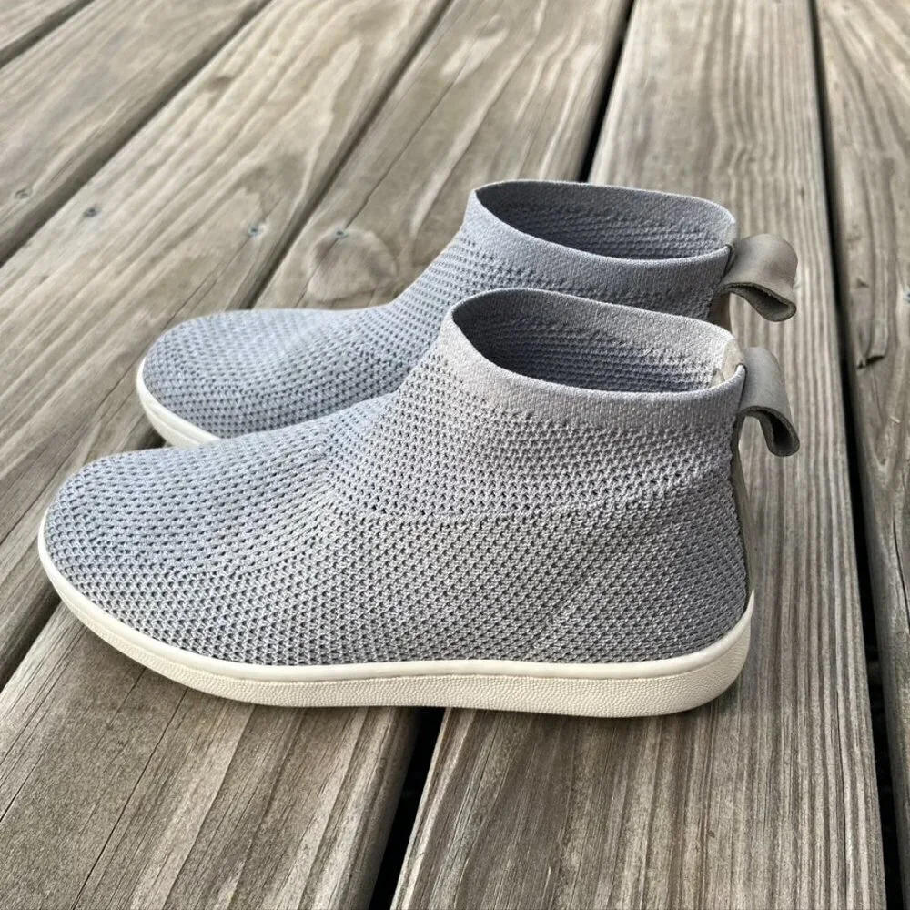** Eileen Fisher Gray Sneakers Platform slip on woven knit tenns shoes 5.5